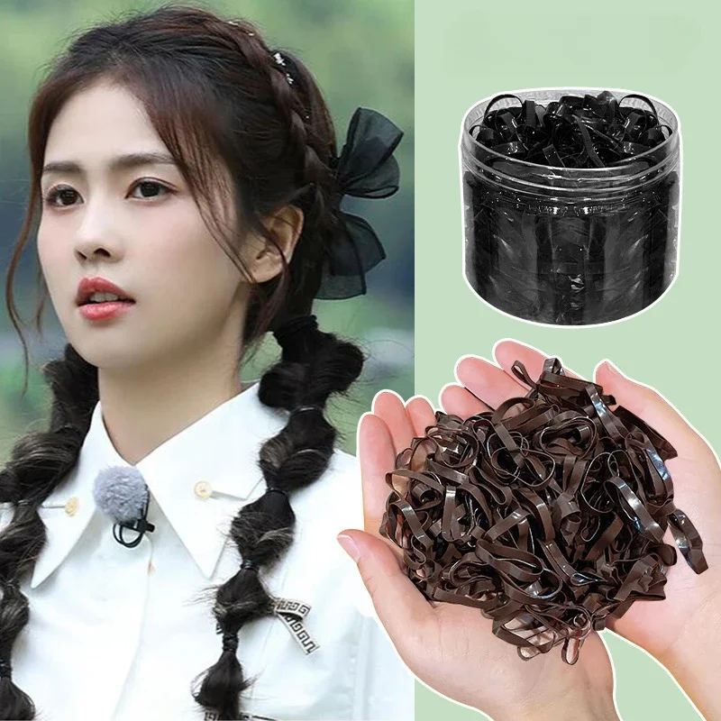 Резинки для волос Одноразовые черные девочек 500-1000 шт./комплект