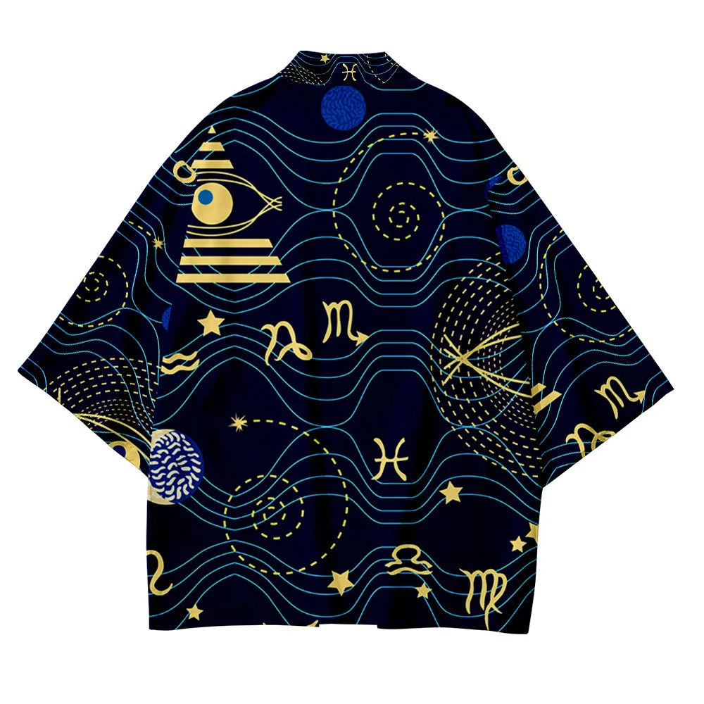 Женское и мужское свободное кимоно Свободный кардиган с геометрическим рисунком