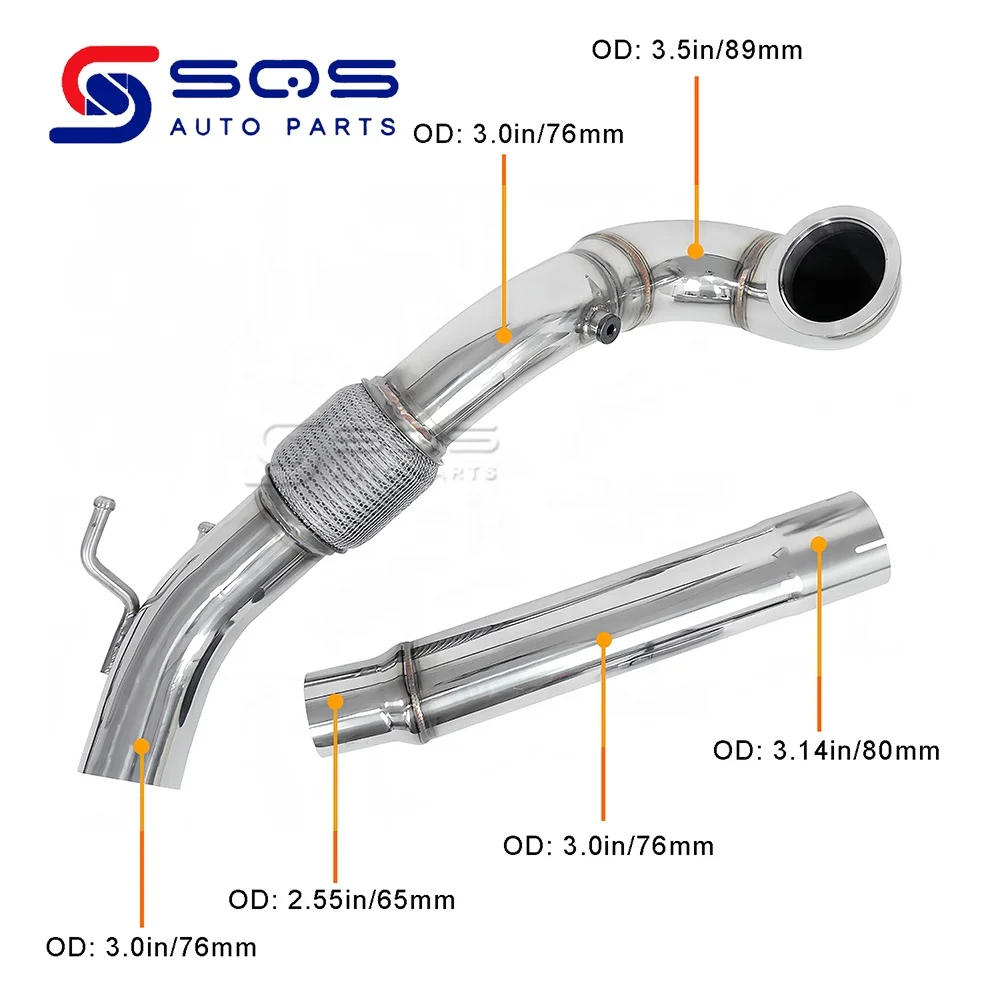 Фото Высококачественные выхлопные патрубки SQS OEM/ODM для Volkswagen MK7 MK8 GTI 1.8T 2.0T, Audi A3, Seat Leon из нержавеющей стали №3