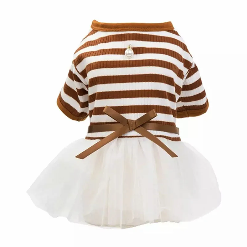 

Princess Dog Dress Stripe Summer Luxury Clothes For Small Girl Dogs Cat Puppy Wedding Pet Dresses Ribbon Bowknot Skirt Chihuahua