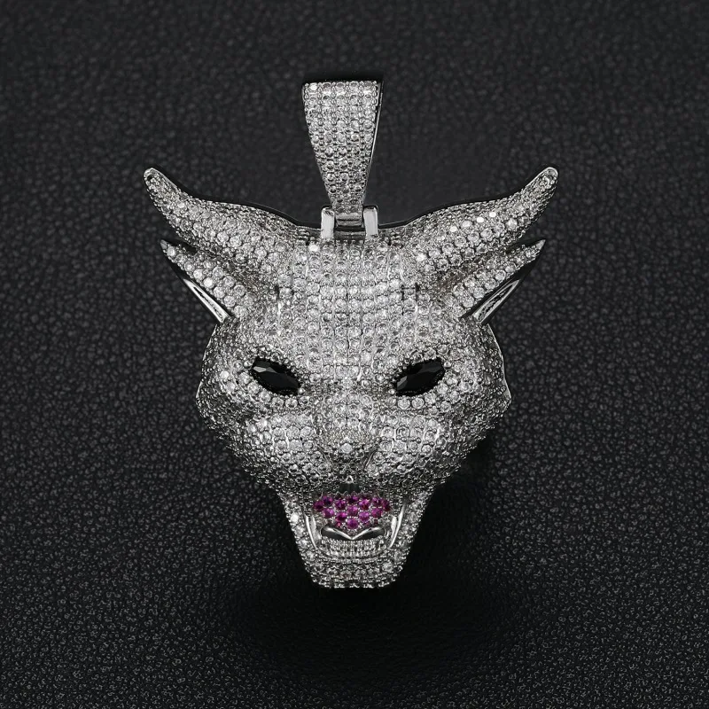 Ожерелье мужское в стиле хип-хоп с фианитами крутая подвеска виде демона