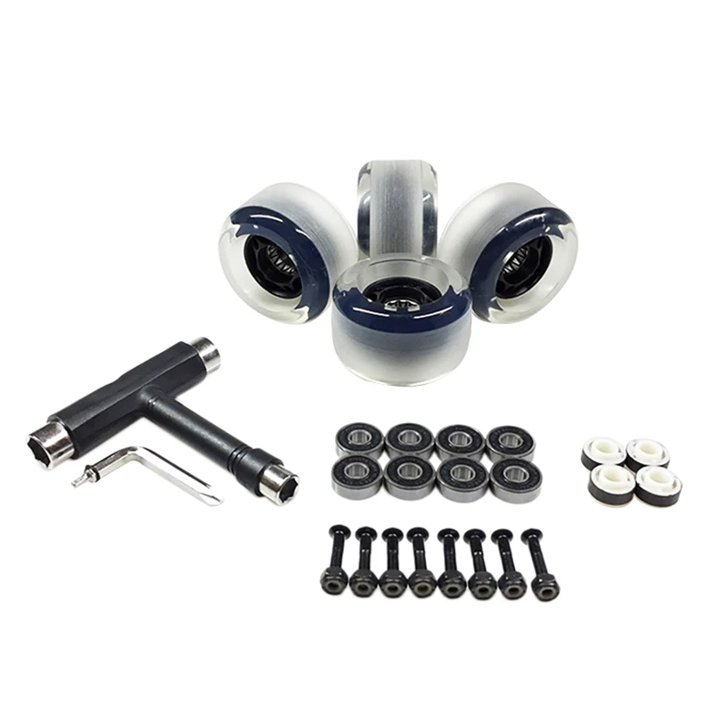 

4Pcs Light Up Roller Skate Wheels Luminous Skate Wheels With Bearings T Tool Skateboards Accessories