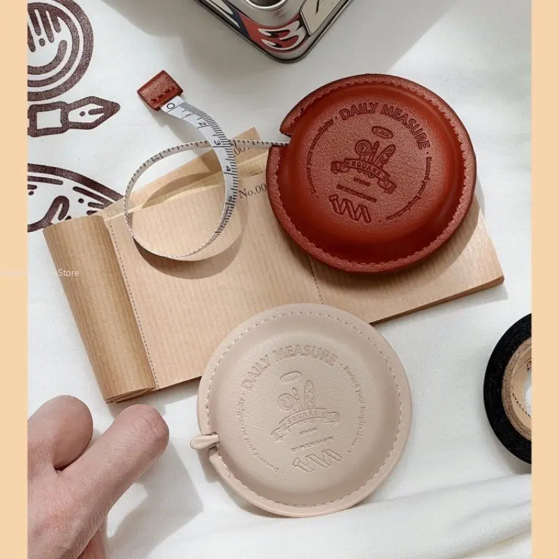 

Mini Retractable Tape Measure 1.5 M Round Leather Craft Vintage Soft Ruler Home Measurement Waist Office Stationery Yard Decorat