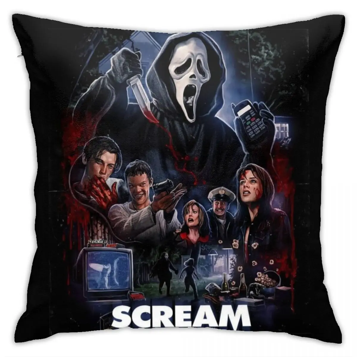 

Scream Horror Movie Pillow Case Scream sacry halloween Travel Zipper Pillowcase Summer Decorative Polyester Cover