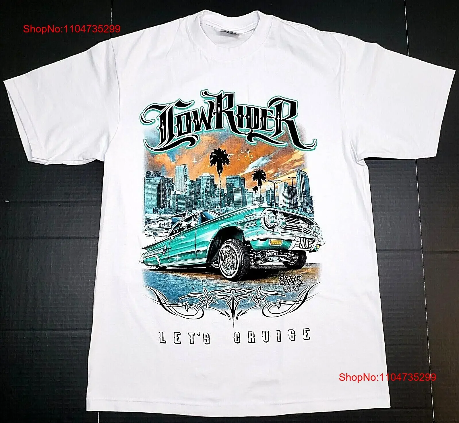 Фото Футболка Lowrider Let's Cruise Urban, уличная одежда, мужская 100, хлопок, белая, новая винтажная стильная повседневная уличная одежда, мягкая унисекс №1