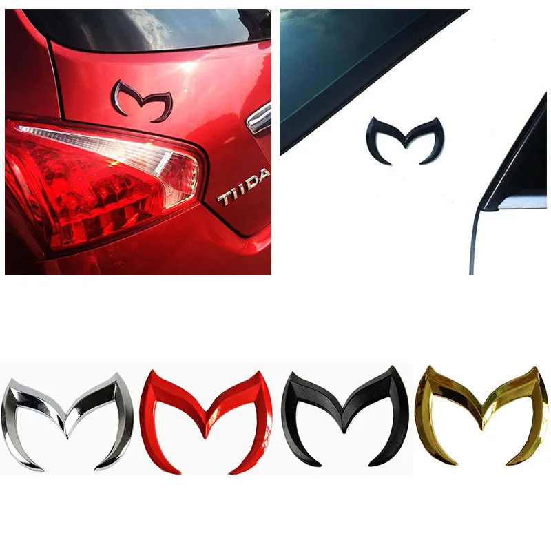 

Chrome Metal Black Red Silver Gold For Mazda M Bat Car Stickers Decoration Metal Car Tail Hood Decals Emblems For Mazda 6 3
