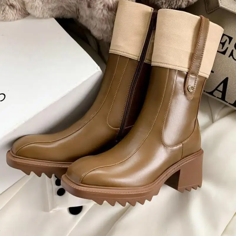 

Женские ботильоны, женская обувь на молнии на высоком каблуке, обувь из мягкой искусственной кожи, модная осенне-зимняя обувь Ytmtloy Botines De Mujer Sexy