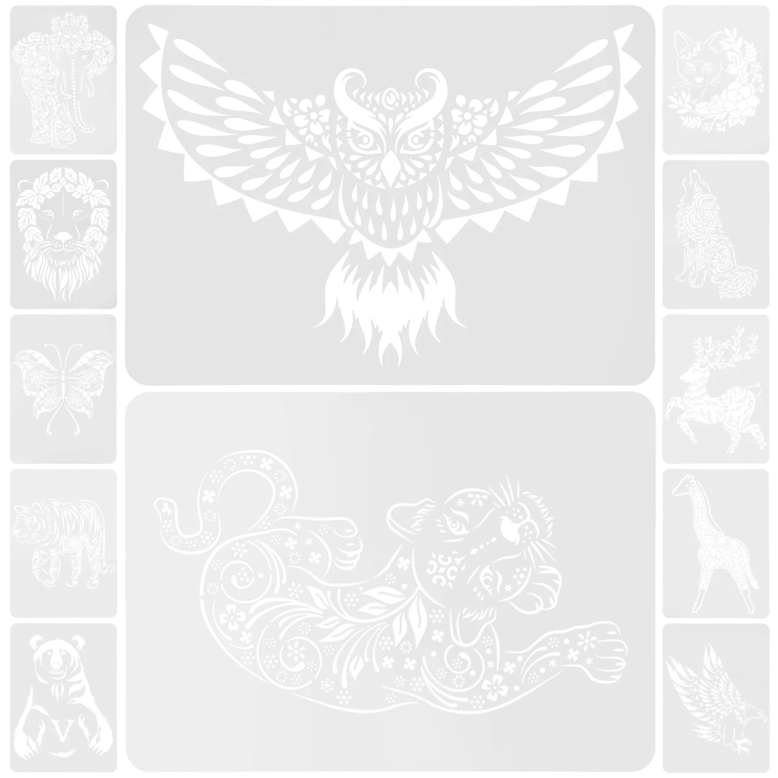 

12 Pcs Wall Stencils for Painting Walls Crafts Tools Large Animal Children's Room