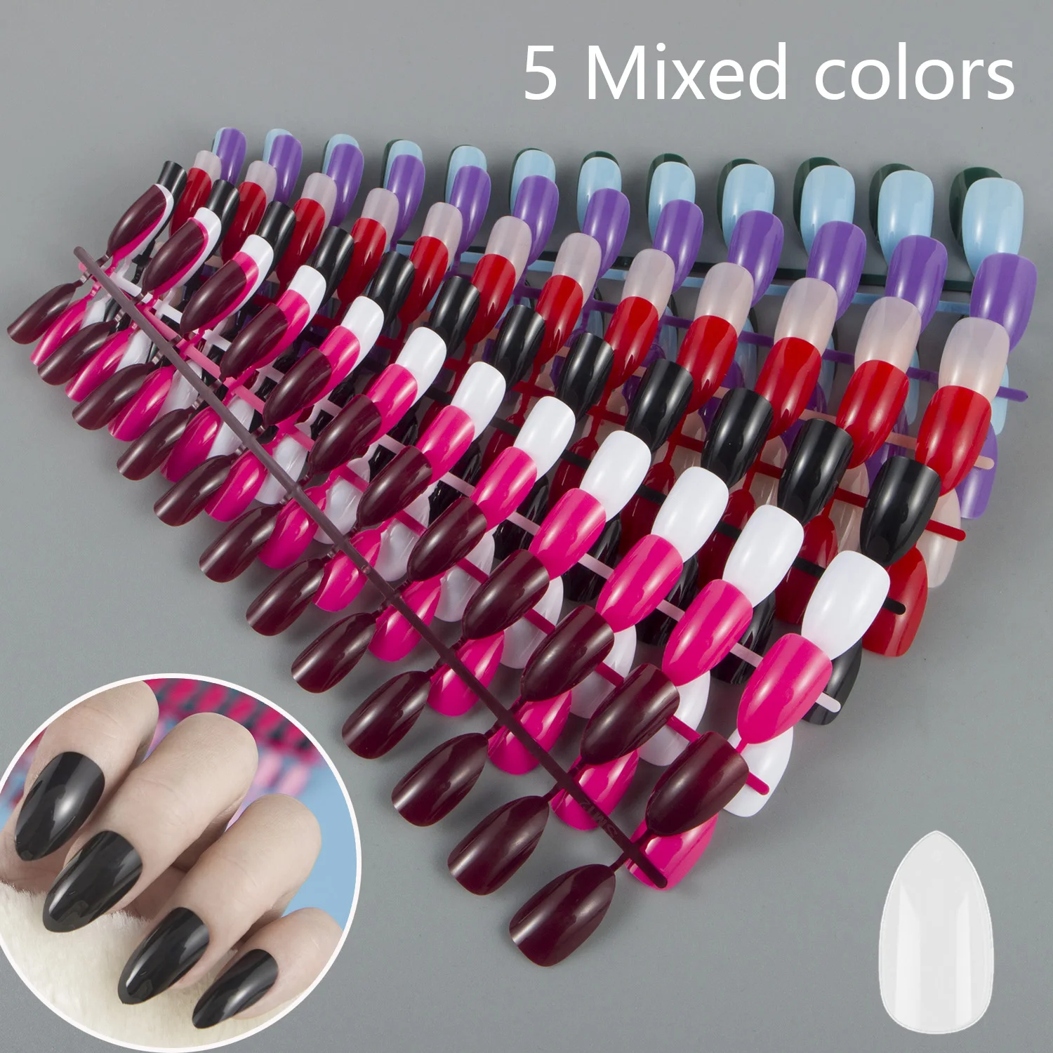 

Накладные ногти в форме миндаля, 5 различных цветов, 24 шт./компл.