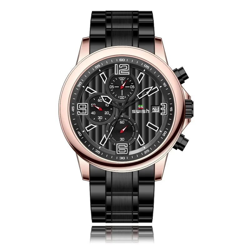 New hot-selling multifunctional timing six-pin sports business waterproof fine steel men's watch