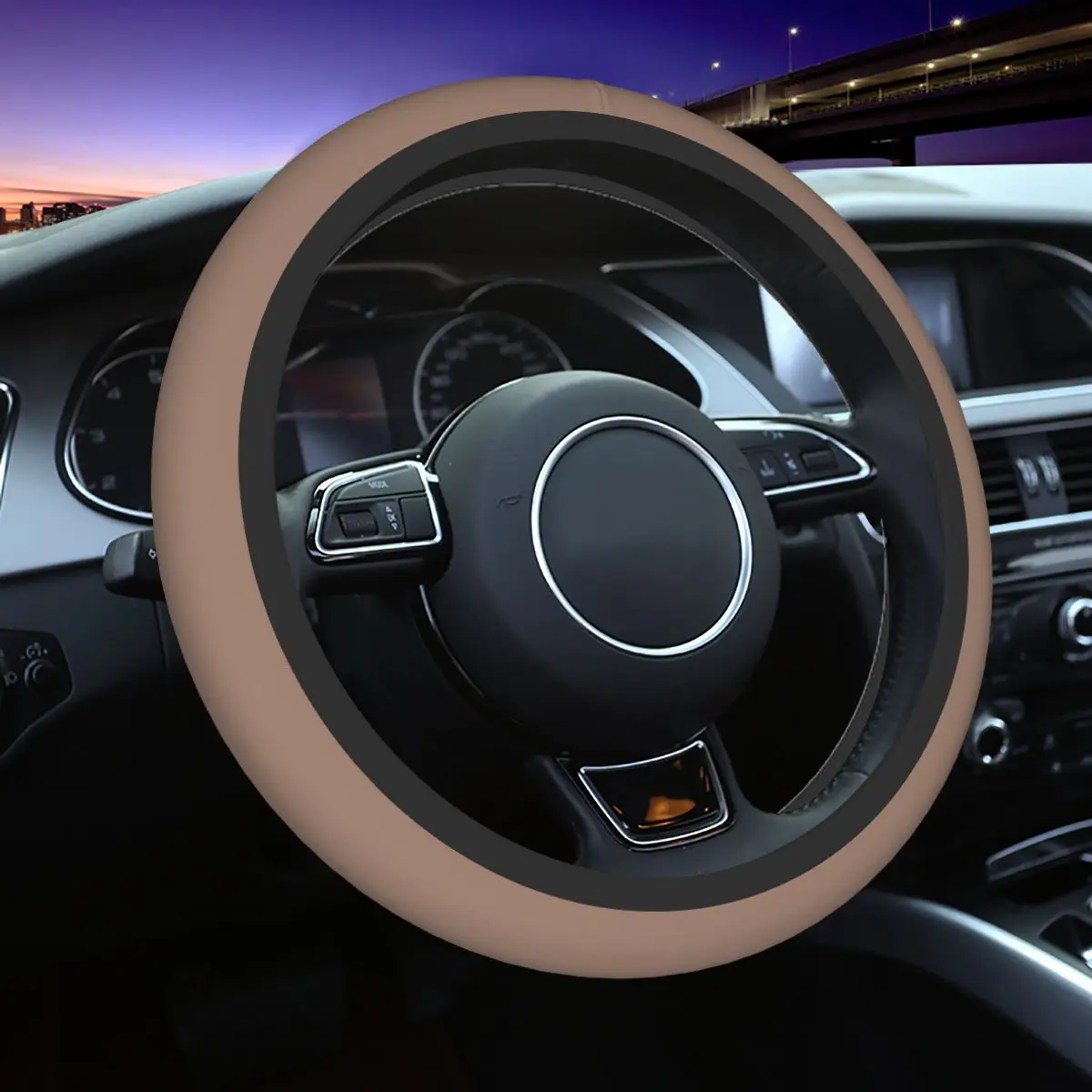 

38cm Car Steering Wheel Cover Plain Pastel Smooth Brown Solid Elastic Car-styling Fashion Steering-Wheel Accessories