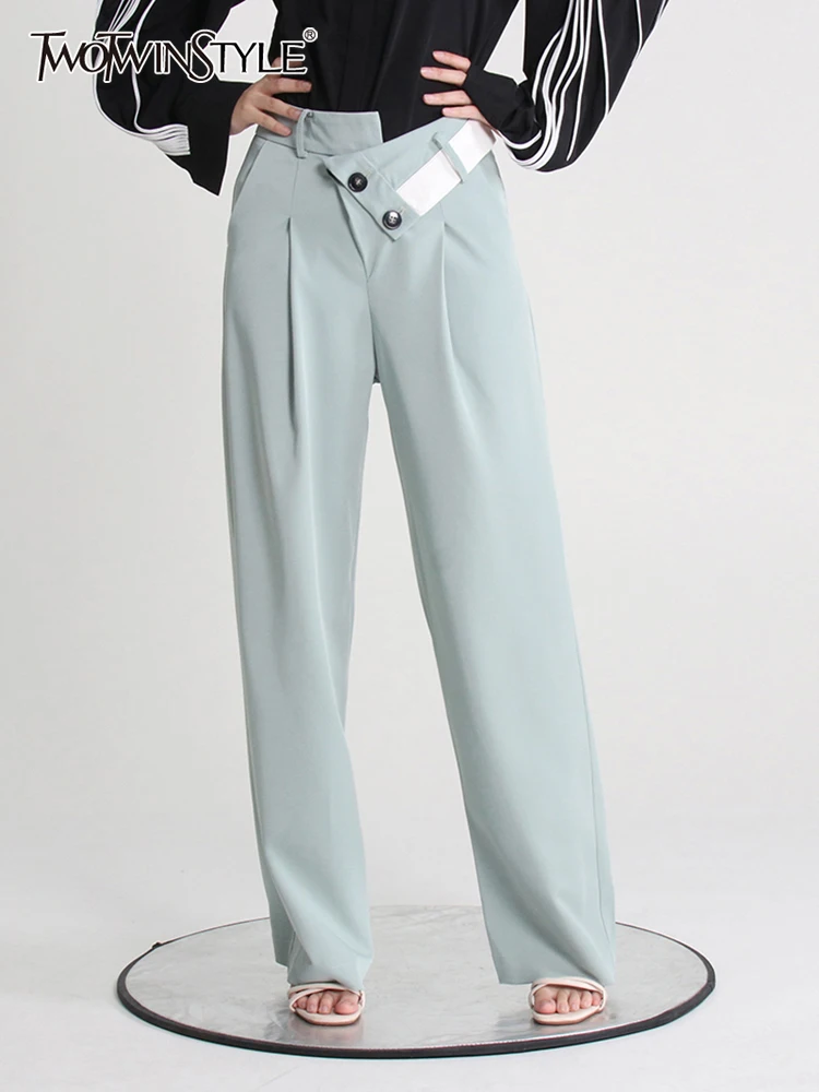 

Женские свободные длинные брюки TWOTWINSTYLE, асимметричные широкие брюки с высокой талией, на пуговицах, 2022