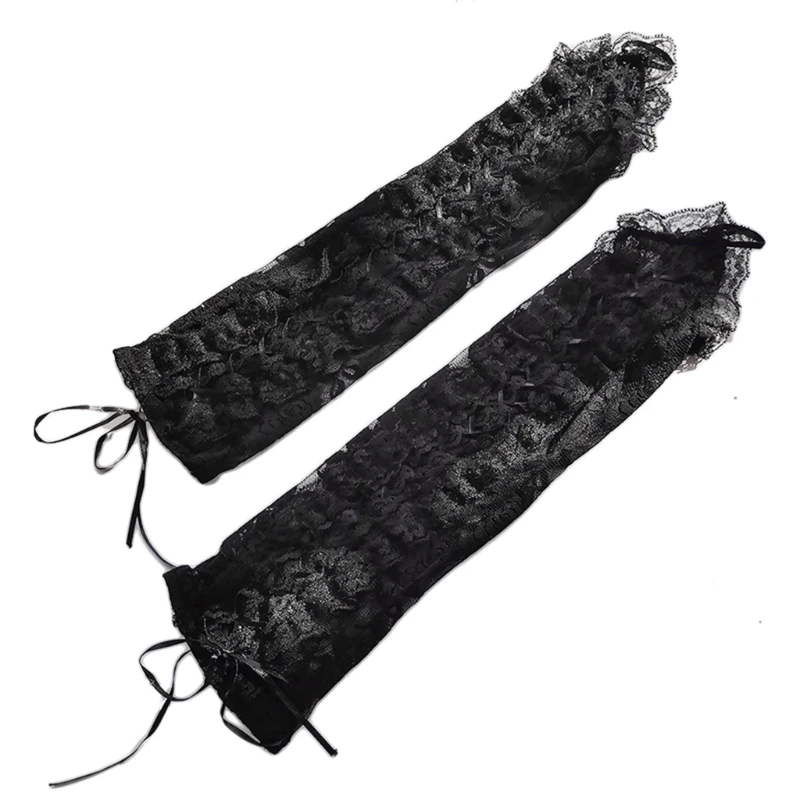 

Women Steampunk Gloves with Bandage Rope Anti-UV Long Sleeve Elegant Gloves