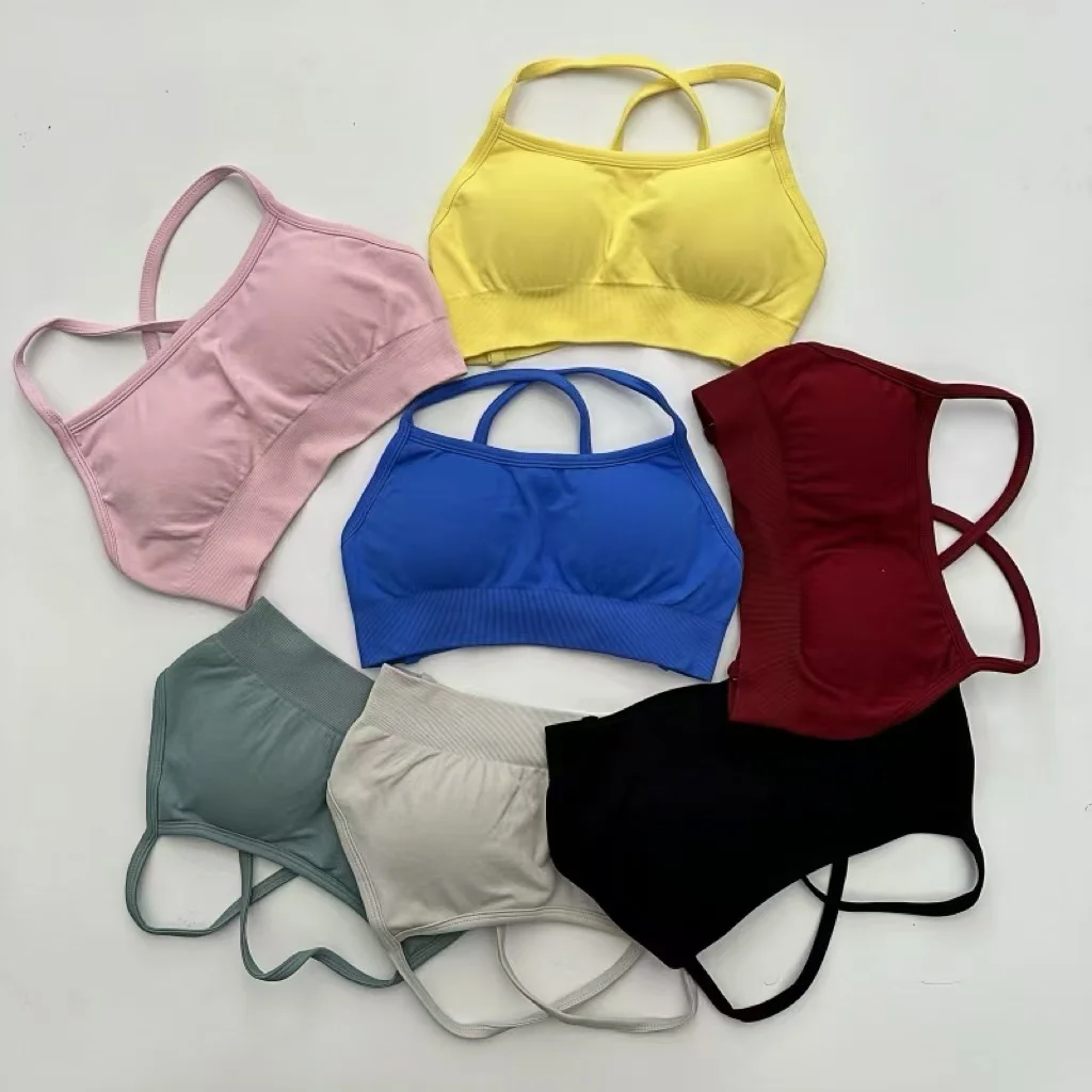 Спортивный бюстгальтер с динамической спинкой женский бесшовный