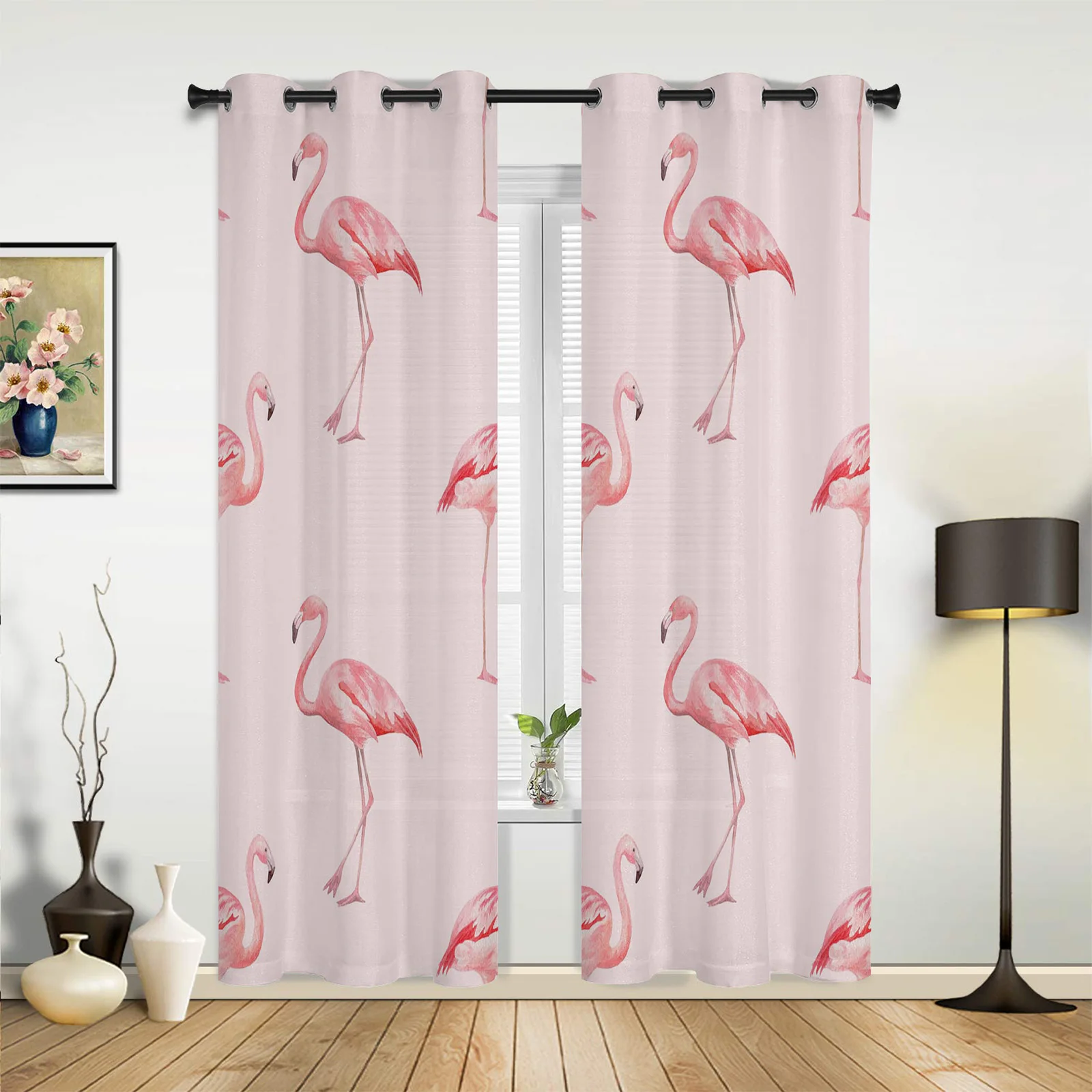 

Nordic Style Pink Flamingo Curtains for Bedroom Living Room Drapes Kitchen Children's Room Window Curtain Modern Home Decor