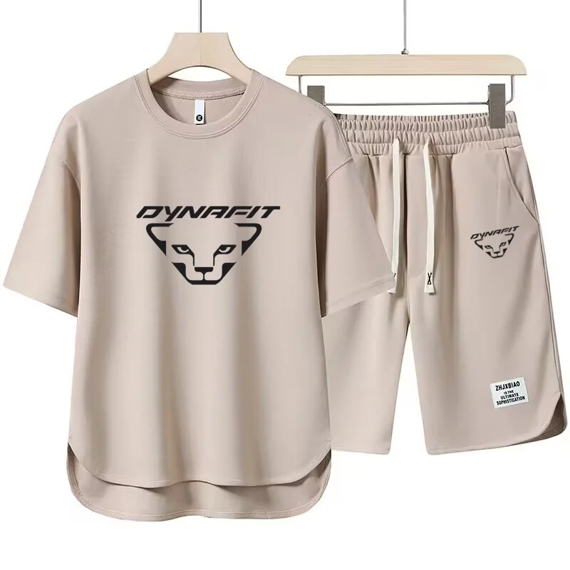 Summer New Men's 2-Piece T-shirt Tops+Shorts Set Fashion Printing Loose Harajuku Style Street Apparel Casual Golf Sportswear