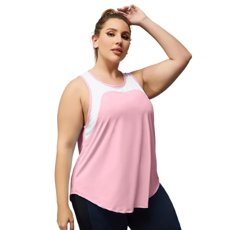 

New Loose Sports Large Size Vest Women Yoga Fitness Smock Running Sports T-shirts Women Without Chest Pad Pilates Top /40