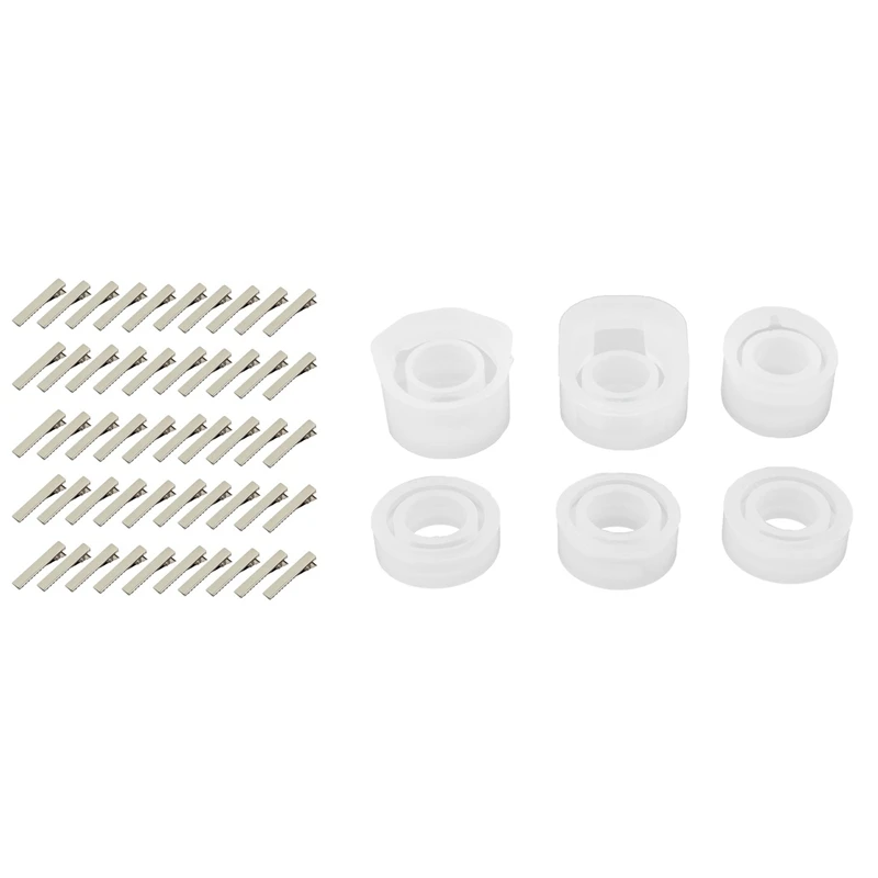 

50 шт. мини-заколки «крокодил» для волос «сделай сам»-серебристый цвет и 1 Набор «сделай сам», круглая силиконовая коробка для хранения, форма