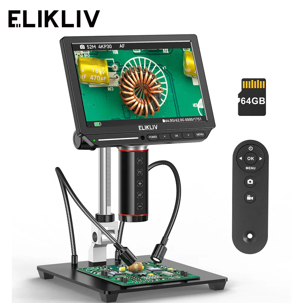 Elikliv автофокус 4K цифровой микроскоп EM4K-AF 8 &quot2000x HDMI паяльный для ремонта
