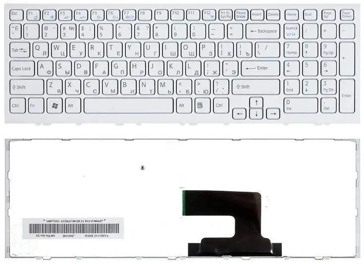 Клавиатура для ноутбука Sony Vaio VPCEH2D0E/W белая с рамкой (405) |