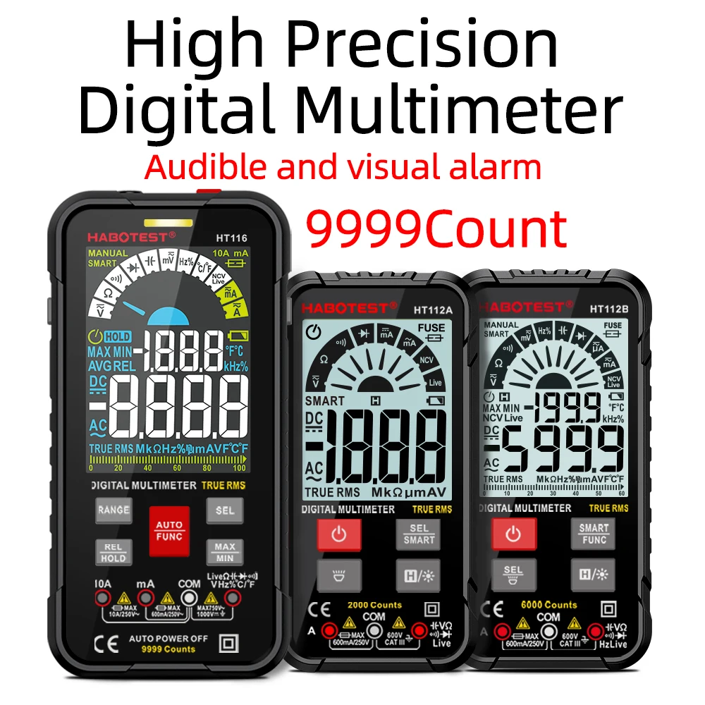 

Smart Multimeter 9999 Counts meter Ohm KHz NCV Capacitance REL True RMS AC DC professional Auto Range Tester
