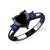 ofertas milangirl trendy crystal love heart charm black finger alloy ring for women accessories wedding valentines day