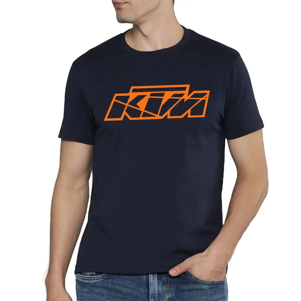 Фото Мужская футболка KTM Racing, летняя повседневная дышащая футболка из чистого хлопка с короткими рукавами для любителей мотоциклов №2
