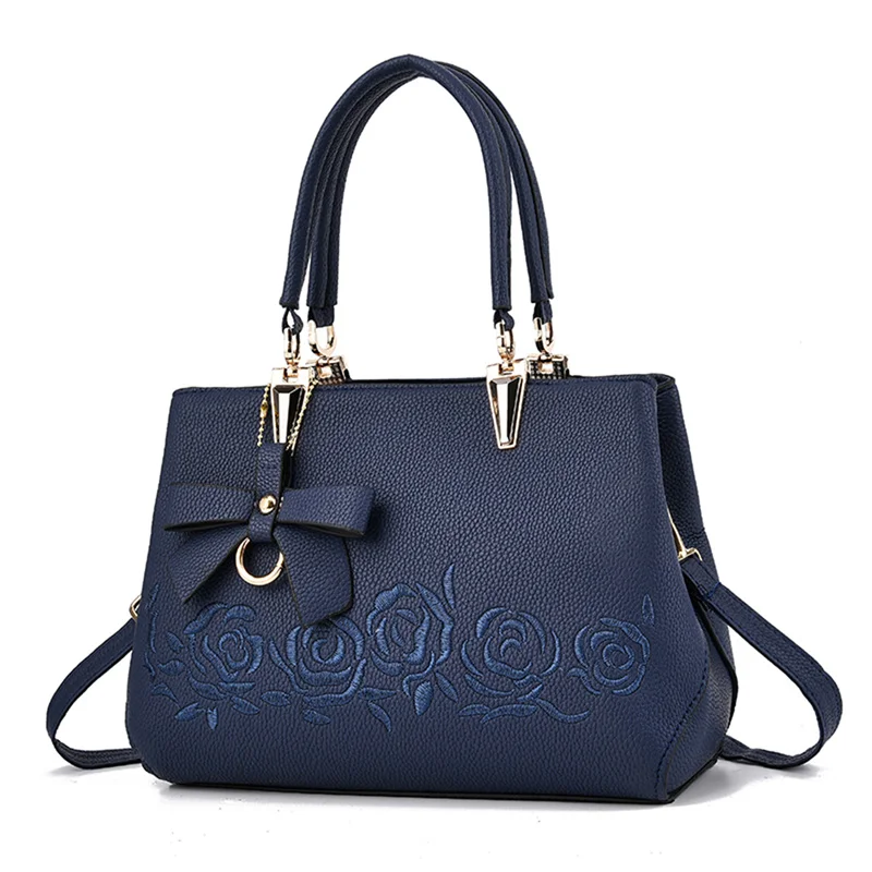 

Women Handbags Tassel PU Leather Totes Bag Top-handle Embroidery Crossbody Bag Shoulder Bag Lady Simple Style Hand Bags