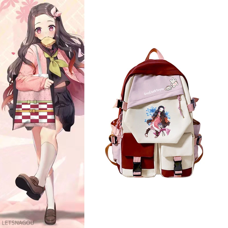 

Рюкзак в стиле аниме для девочек, повседневный школьный ранец для девушек с рассекающим демонов камадо незуко, вместительная школьная сумка