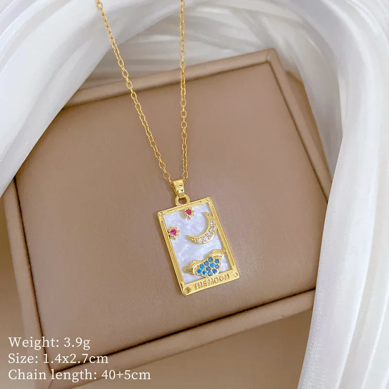 Волшебный белый кристалл ракушки мощное ожерелье Таро с солнцем звездой и луной