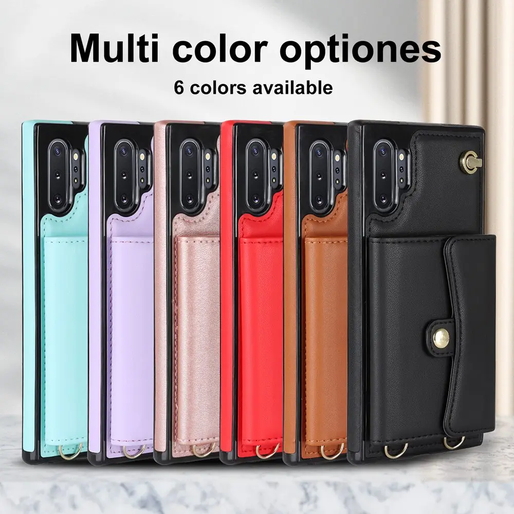 Lanyard Case for Samsung Galaxy Note 10 Plus Case Leather Card Slots Strap Wallet Case for Samsung Note 9 20 Ultra Note10 Cover