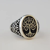 new retro silver color carving tree of life rings for men and women vintage punk fashion jewelry wedding party gift ring