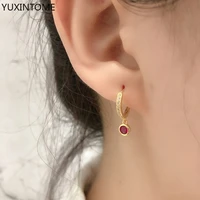 yuxintome 925 sterling silver needle european style hoop earrings geometric patterns zircon earrings fine jewelry holiday party