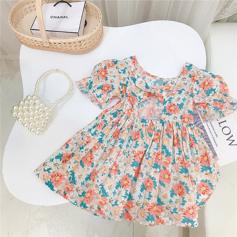 

Baby Girl Princess Cotton Floral Dress Puff Sleeve Infant Toddler Girl Vintage Flower Vestido Pastoralism Baby Clothes 1-7Y
