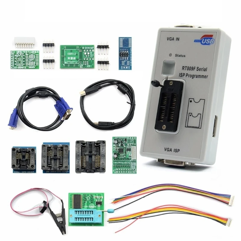 

RT809F Serial ISP Programmer Tool with 1.8V Adapters +SOP8 Test Clip +ISP cable