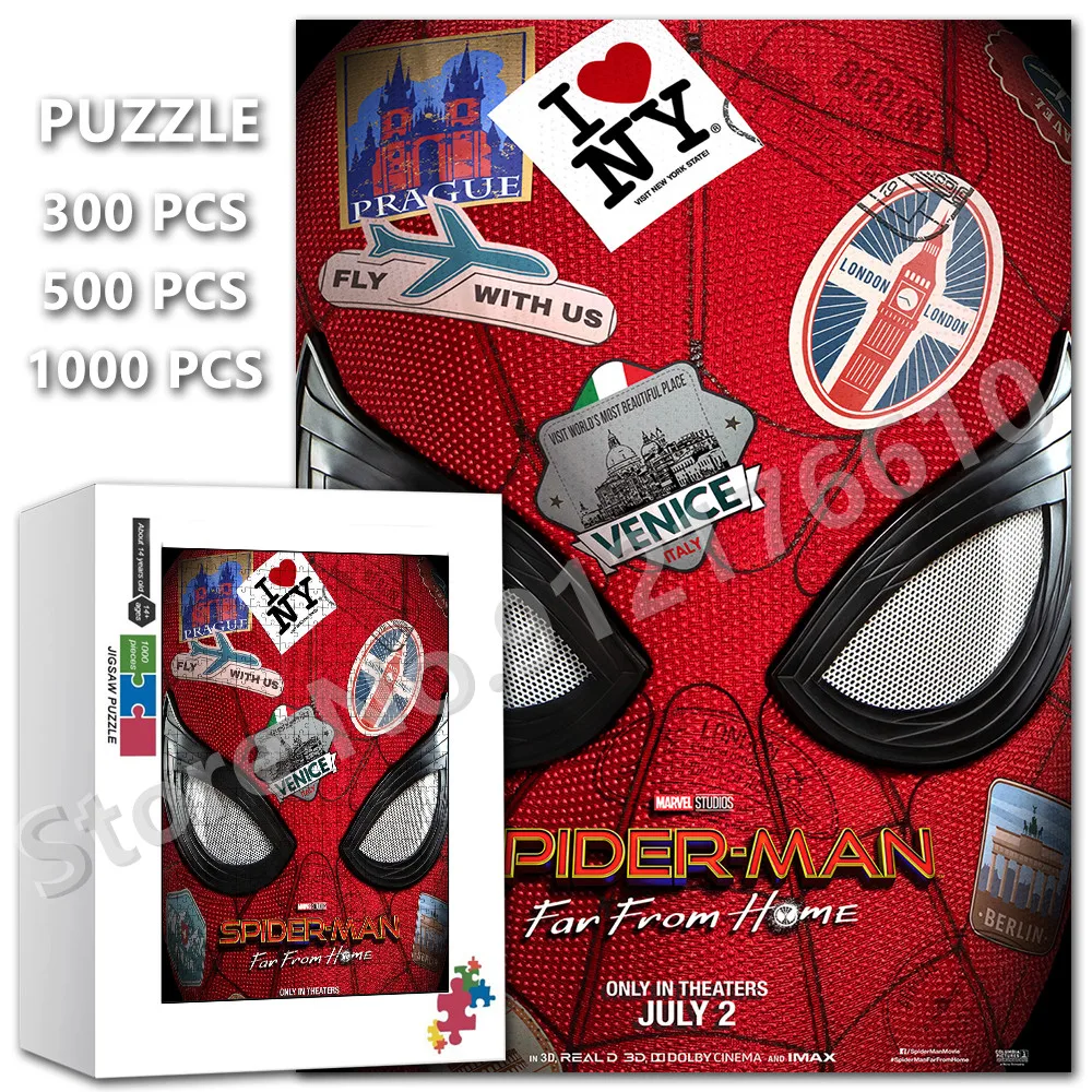 

Marvel Superhero Spiderman Jigsaw Puzzle Disney Movies Print 300/500/1000 Pieces Wooden Puzzles for Adult Family Game Toys Gifts