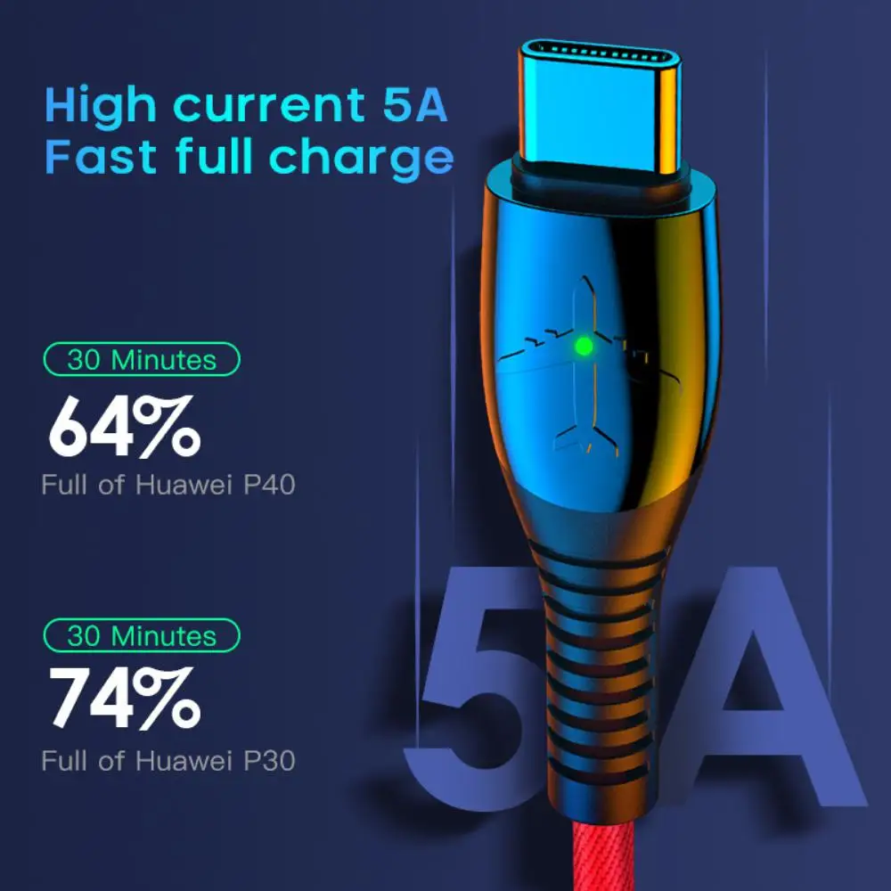 

Silver Data Line Fast Fast Charging Cable Support Data Transmission Charging Cable Flexible Red For Huawei 5a Type-c Data