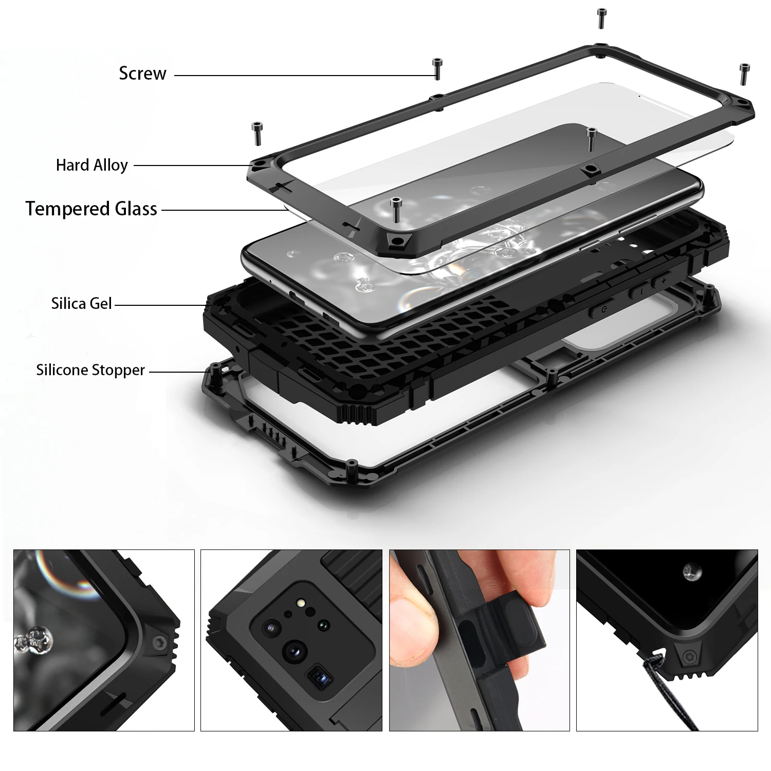 Rugged Armor 360 Full Phone Case for Samsung Galaxy S23 S22 S21 S20 Plus Note 20 Ultra FE A32 Metal Aluminum Shockproof Cover