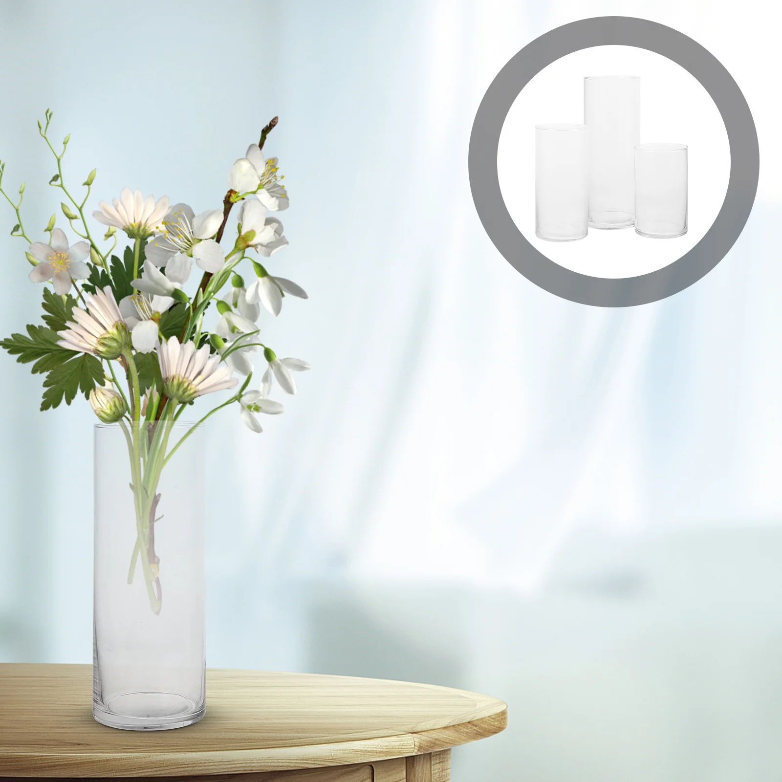 

3pcs Clear Flower Vase Centerpiece Cylinder Vase Decorative Floral Vase