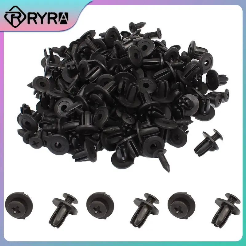 

50pcs Car Bumper Fender Durable Fasteners Black Cars Lined Cover 6mm Auto Fasteners Retainer Push Pin Clips Car Accessories