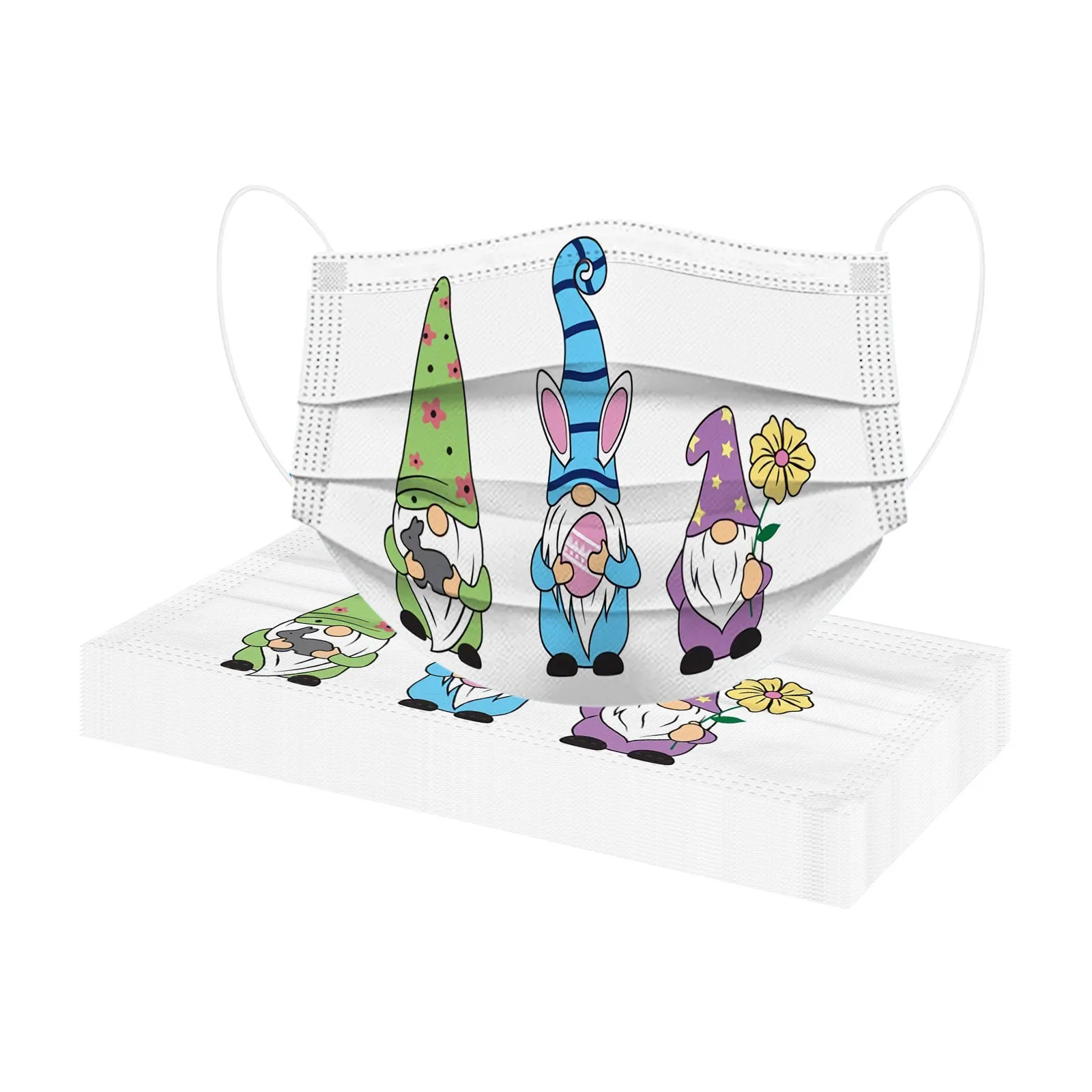 Маска одноразовая Защитная 3-слойная для лица пылезащитная с растягивающимися