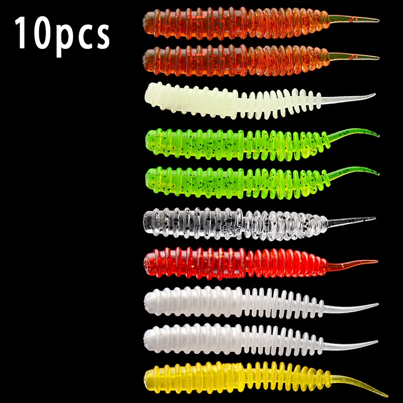 

10pcs/Lot Worm Soft Fishing Lures Jig Wobblers 6cm 1.3g Shrimp Odor Additive Silicone Artificial Baits Bass Carp Pesca Tackle