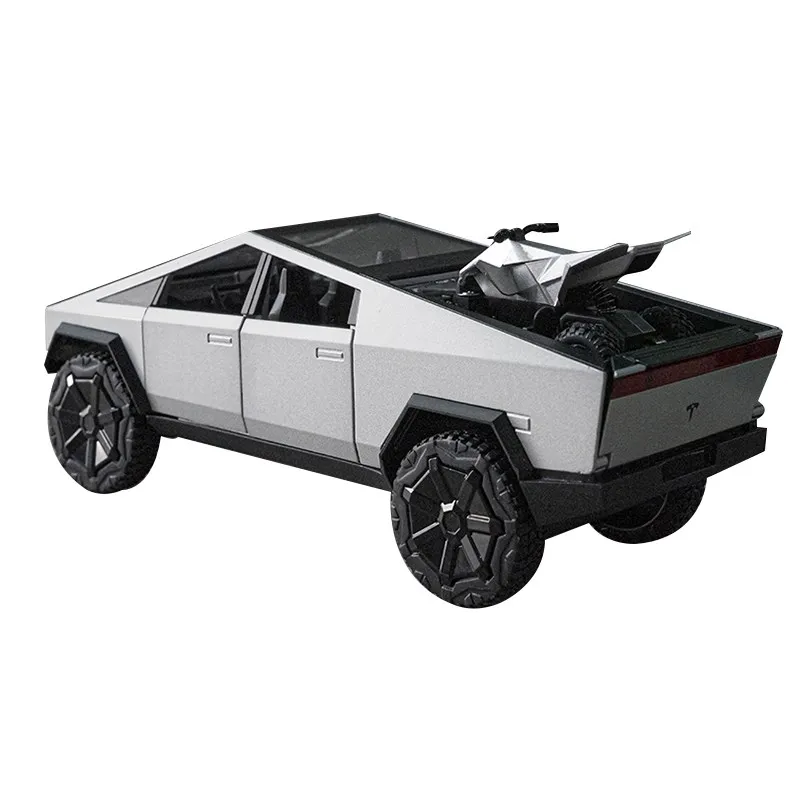 1:24 MINI AUTO Tesla Cybertruck Пикап Прицеп Модель автомобиля из сплава Литье под давлением