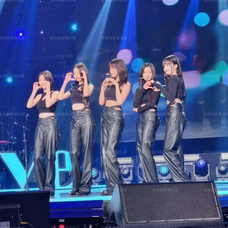 Kpop Корейская женская группа Джазовый танец Черная тонкая футболка с круглым