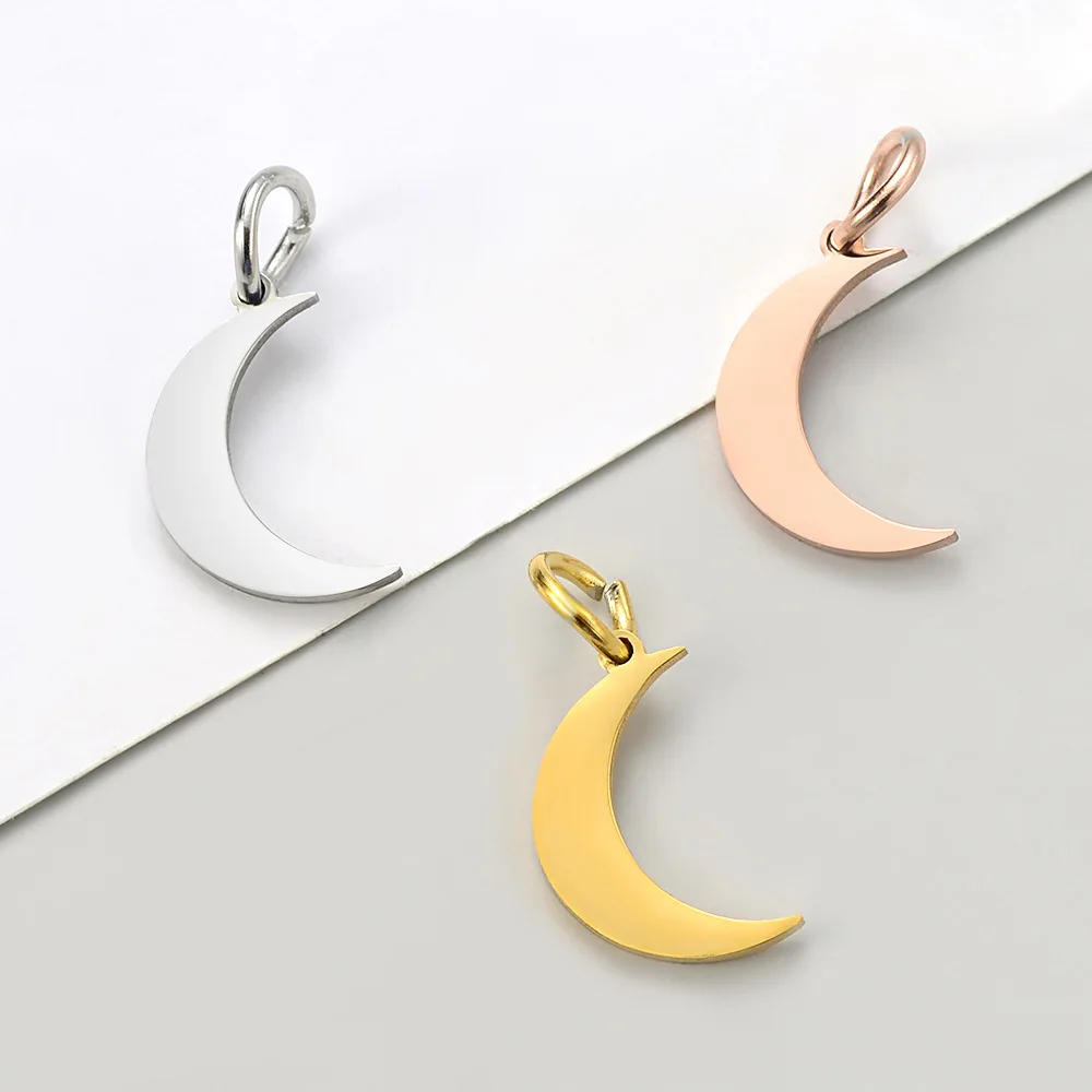 

10Pcs 3 Color Stainless Steel Ox Horn Charms Crescent Moon Pendant for DIY Necklace Jewelry Making Handmade Supplies Accessories