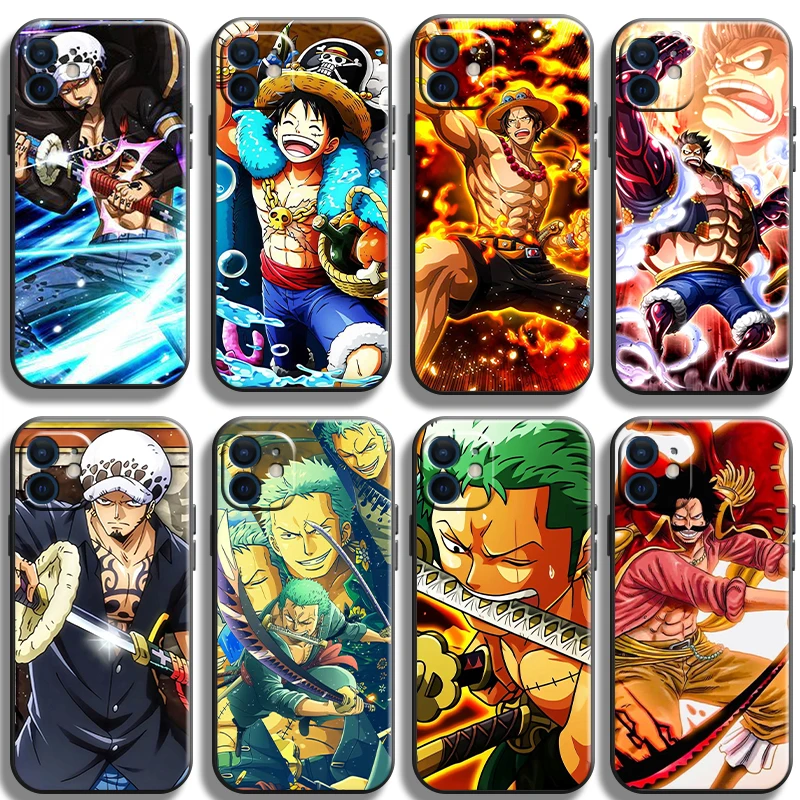 

Japan Anime One Piece Funda Phone Case For iPhone 11 13 12 Pro Max 12 13 Mini X XR XS MAX SE 2020 7 8 6s Plus Celular Black