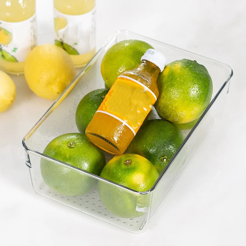 

2Pcs Kitchen Refrigerator Desktop Storage Box Transparent Fruit And Vegetable Beverage Storage Box Cosmetic Finishing