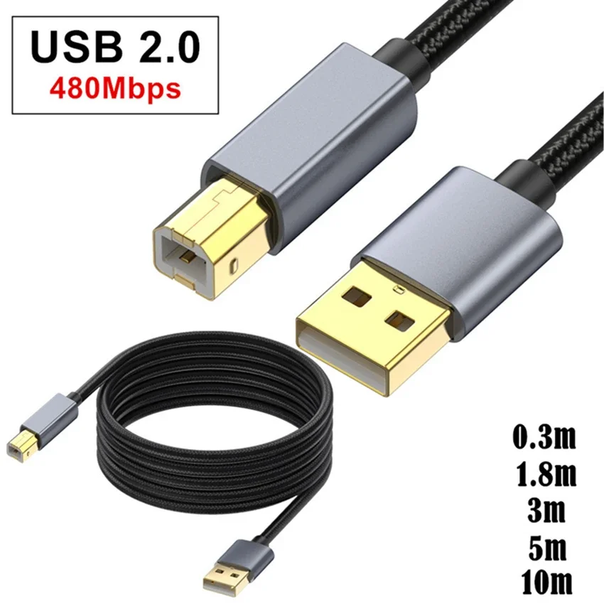 Фото 10M 5M 3M USB-кабель для принтера USB-кабель типа B «папа-папа» USB2.0 для Canon Epson HP ZJiang Label Printer USB 2.0 Кабель для принтера №1