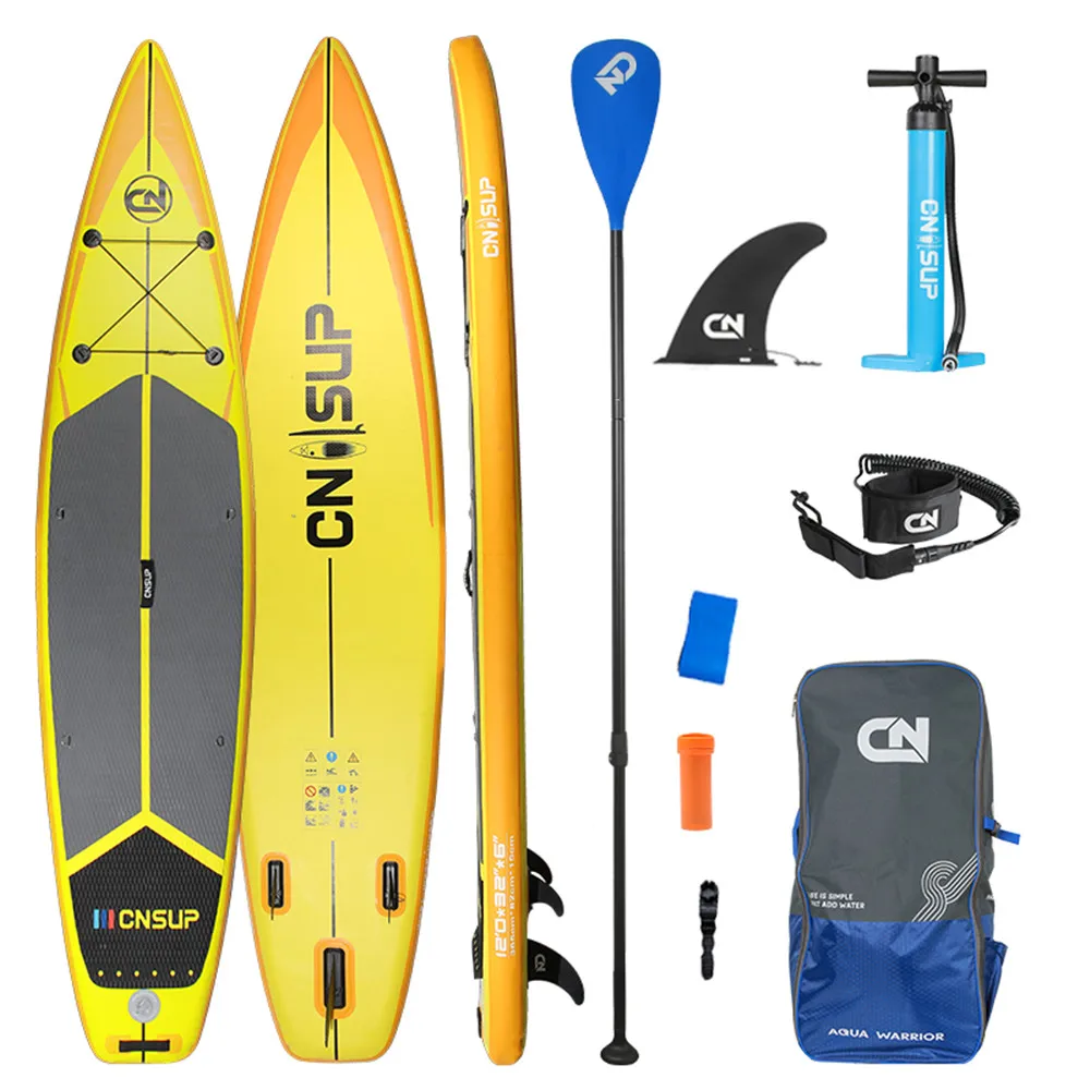 

CNSUP Touring Yellow double layer Sup board double skin stand up paddle board 12ft 32in inflatable surfboard with pedal