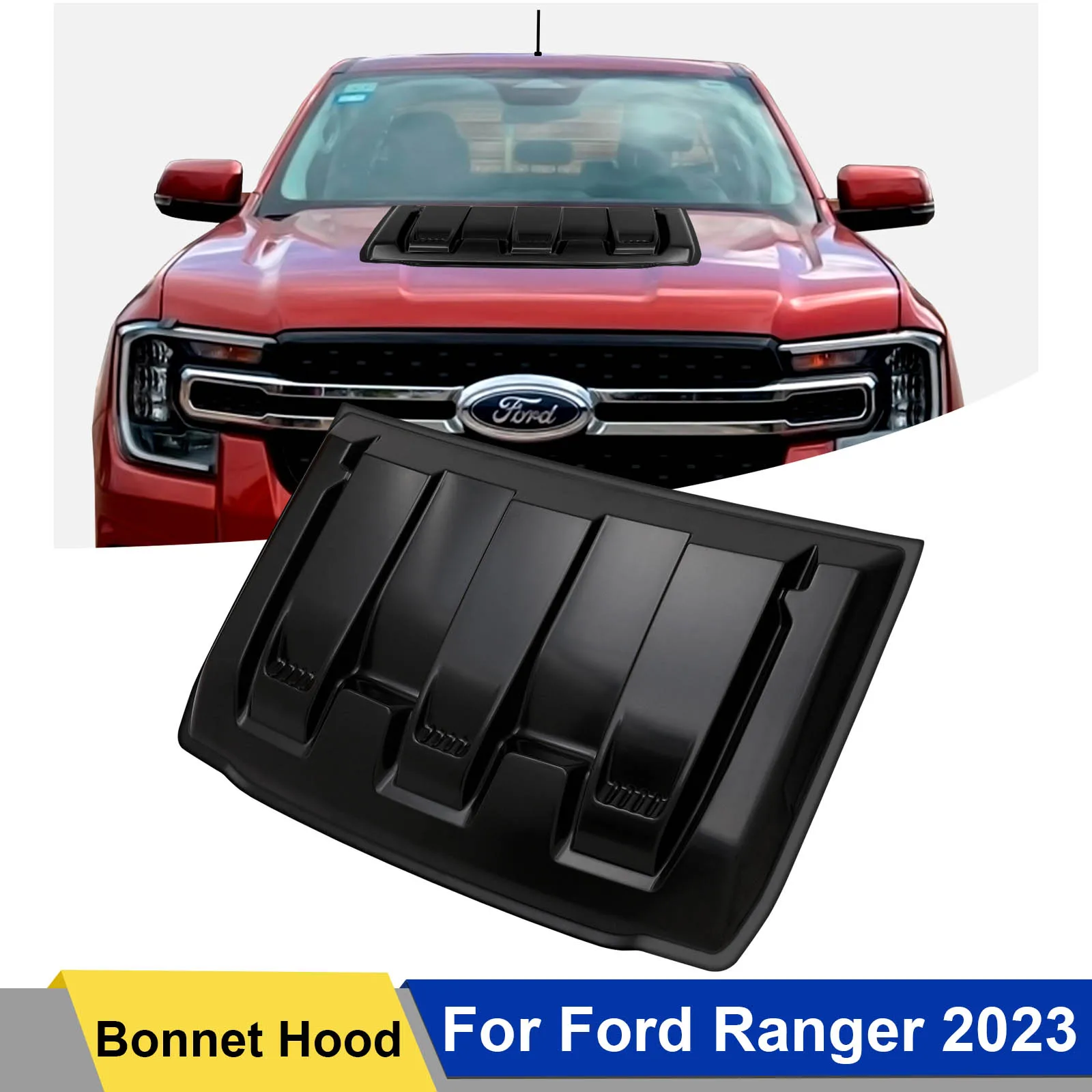 

Bonnet Scoop Hood Vent Cover Black For Ford Ranger Everest T9 2022 2023 Next-Gen Wildtrak Accessories